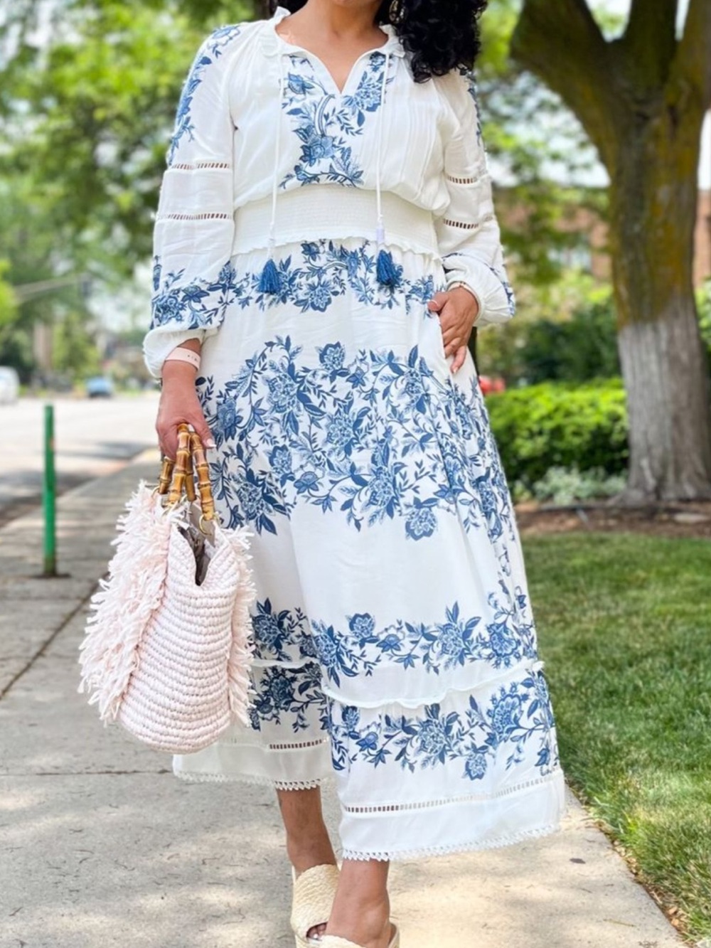 Chico’s Blouson Blooms Floral Maxi Dress